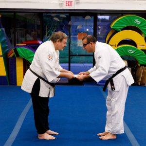 Kevin Sadeghian receives his nidan diploma from Prof. George Arrington